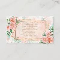 Rose Garden Wedding Wishing Well V1 Peach ID764 Enclosure Card