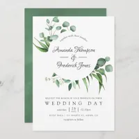 Watercolor Eucalyptus Greenery Wedding Invitation