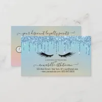 Glitter Blue Eyelash Extension Loyalty   Business Card