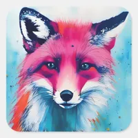 Red Fox Square Sticker