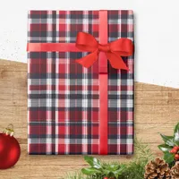 Red Tartan Check Plaid Patterned Stylish Christmas Wrapping Paper