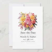 Pink and Yellow Floral Wedding Save The Date