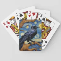 A Raven in an Old Oak Tree Starry Night Poker Cards