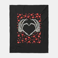 Skeleton Hand Red Heart Birthday Valentines Day  Fleece Blanket