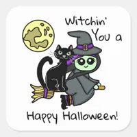 Witchin you a Happy Halloween Square Sticker