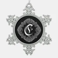 Elegant Goth Initial C Snowflake Ornament