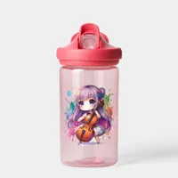 Cute Anime Girl Playing Cello Personalized Water Bottle