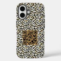 Customizable QR Code and Leopard Skin Pattern iPhone 16 Case