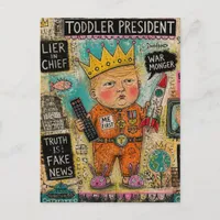 Funny Toddler President Cartoon Collage Postcard