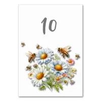 Bee Watercolor Wildflowers Wedding Table Number