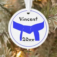 Martial Arts Light Blue Belt Rank Ornament