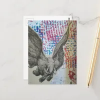 Fantasy Flying Elephant Collage Postcard