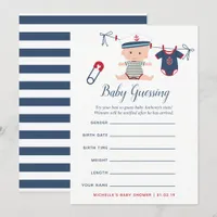 Nautical Boy Baby Shower Baby Predictions Game Invitation
