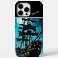 Midnight Galleon Under Full Moon iPhone 16 Pro Max Case