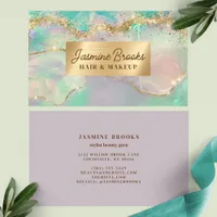 Pastel Mint Lavender And Gold Glitter Business Card