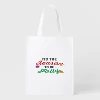 Tis The Season To Be Careful Classic Stickers Grocery Bag