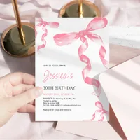 Pink Bow Birthday Invitation