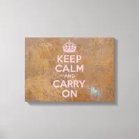 Grungy Metal Plate Keep Calm in Pink Canvas Print