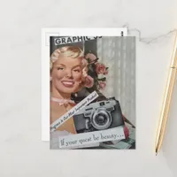 1940s era Smiling Blond Woman Collage Postcard