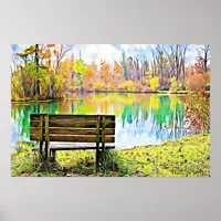 Beautiful Fall Leaves and Lake Reflection Poster