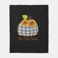 It’s Fall Y’all Pumpkin Plaid Design Halloween Fun Fleece Blanket