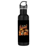 Tis The Season Pumpkin Leaf Latte Fall Thanksgivin Stainless Steel Water Bottle