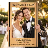 Elegant 5th Wood Wedding Anniversary Celebration Selfie Frame