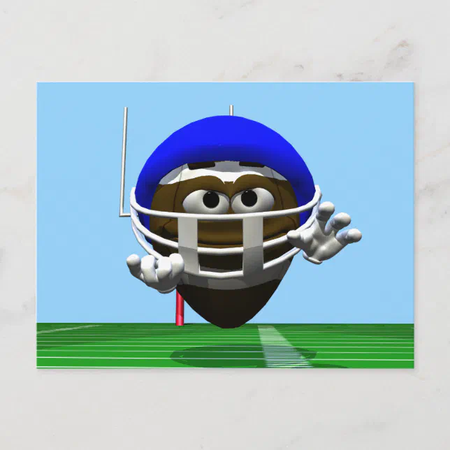 Funny Cartoon Football in a Helmet Postcard