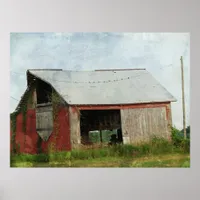 Barn Swallows On The Line Red Barn Poster