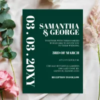 Budget Emerald Green Modern Wedding Invitation