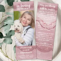 Rose Quartz Memorial Prayer Poem Sympathy Funeral Bookmarks