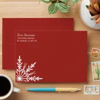 White Snowflake on Red Envelope