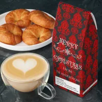Elegant, Victorian Damask Christmas Personalized Roasted Coffee