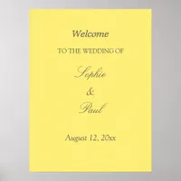 Elegant Butter Yellow Wedding Welcome Poster