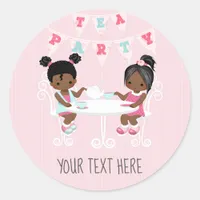 Girl's Birthday Tea Party Shabby-Chic Personalized Classic Round Sticker