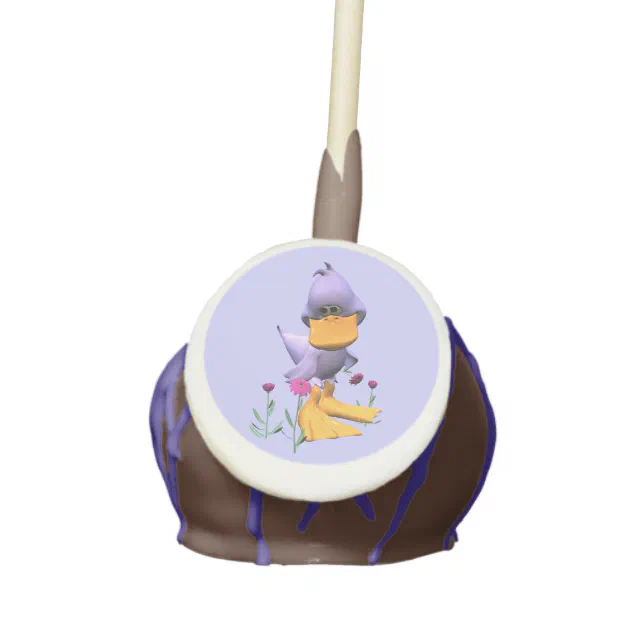 Cute and Shy Purple Cartoon Duck Cake Pops