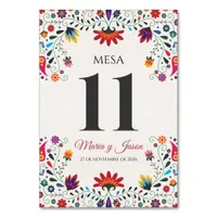 Folk Art Floral Botanical Fiesta Spanish Wedding Table Number