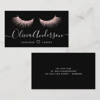 Lash Artist Black Rose Gold Glitter Business Card