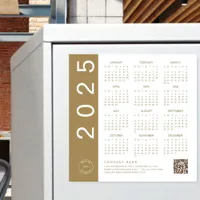 2025 Calendar Gold Text QR Code Company Logo