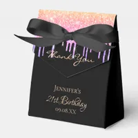 Birthday black pink drips thank you favor boxes