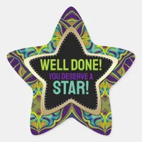 Well Done! You Deserve a Star Purple Gold Star Sticker