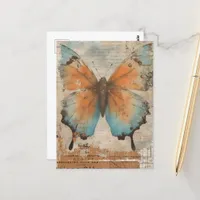 Vintage Butterfly Collage Postcard