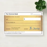 Blank Check Gold Law of Attraction Abundance Post-it Notes