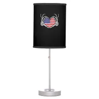 Skeleton Hand Heart 4th Of American Flag Patriotic Table Lamp