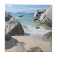 Scenic Beach at The Baths on Virgin Gorda, BVI Ceramic Tile