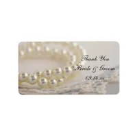 White Pearls Blue Lace Wedding Thank You Favor Tag
