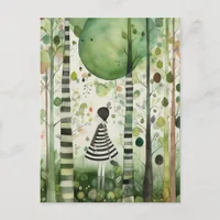Whimiscal Woman in the Forest Postcard