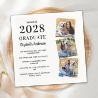 Modern Graduate Fun Facts 3 Photo Graduation Napki Napkins