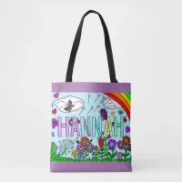 Girl's Name Hannah Hand drawn Whimsical Flowers Tote Bag