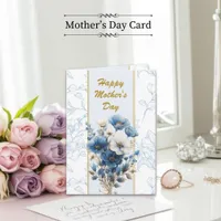 Happy Mother’s Day Modern Blue Floral Bible Verse Card